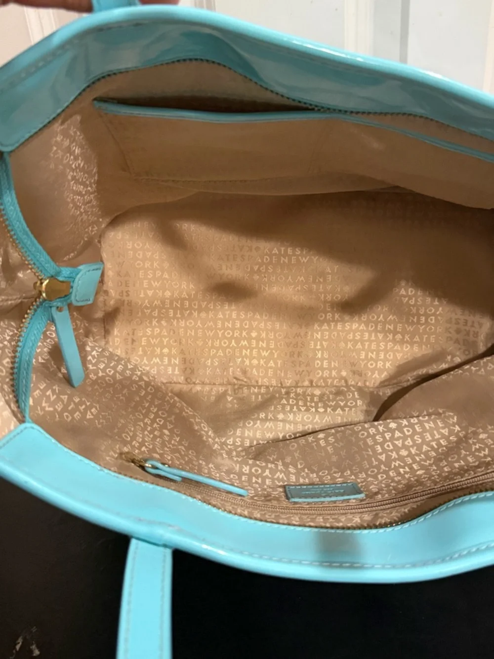 kate spade Turquoise Patent Perforated Tote